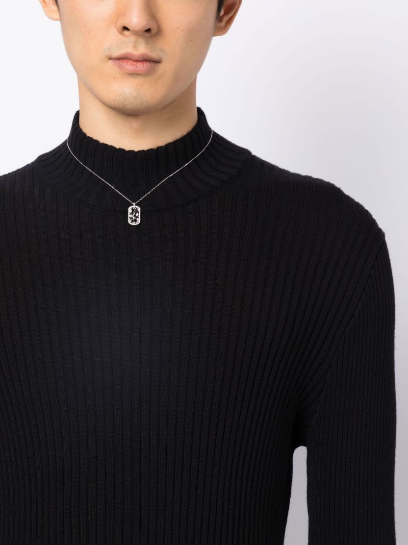 18k White Gold Mini Dogtag Diamond Necklace