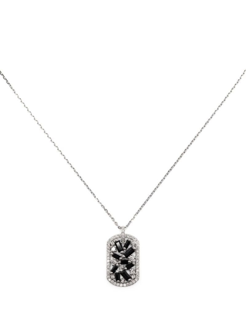 18k White Gold Mini Dogtag Diamond Necklace