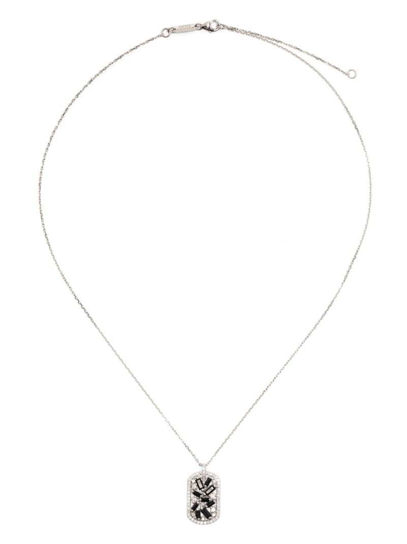 18k White Gold Mini Dogtag Diamond Necklace