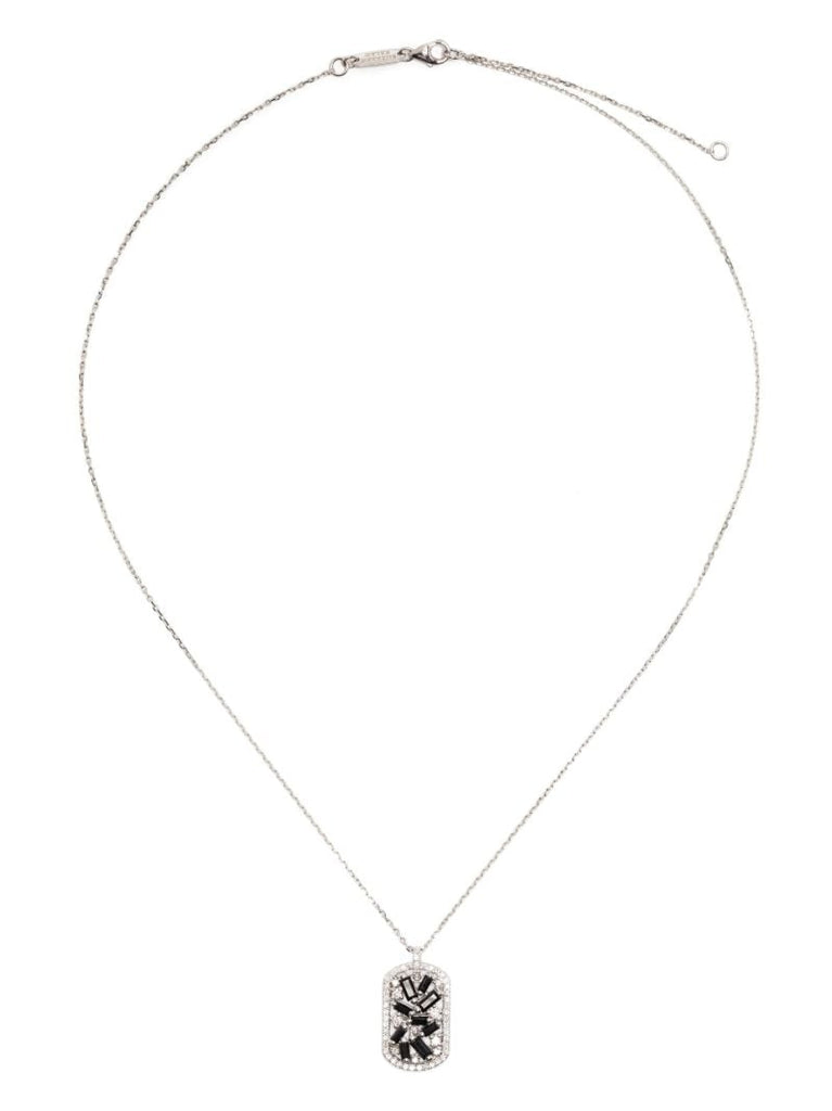 18k White Gold Mini Dogtag Diamond Necklace