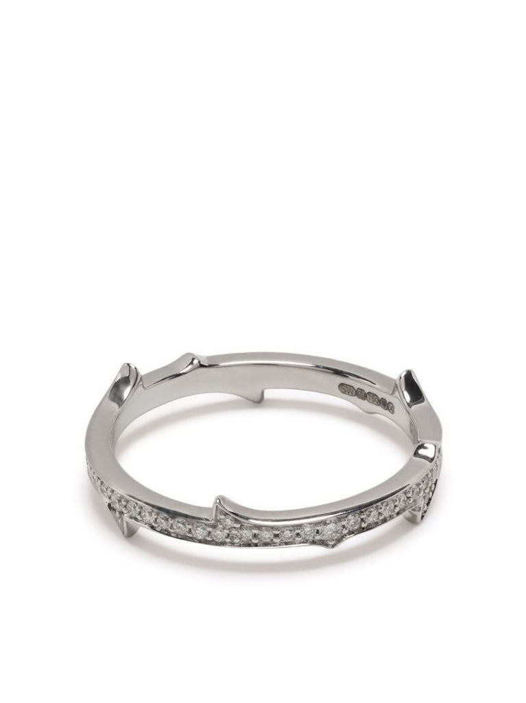 18k White Gold Thorn Stem Diamond Ring
