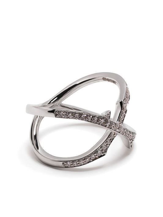 18k White Gold Stem Crossover Diamond Ring