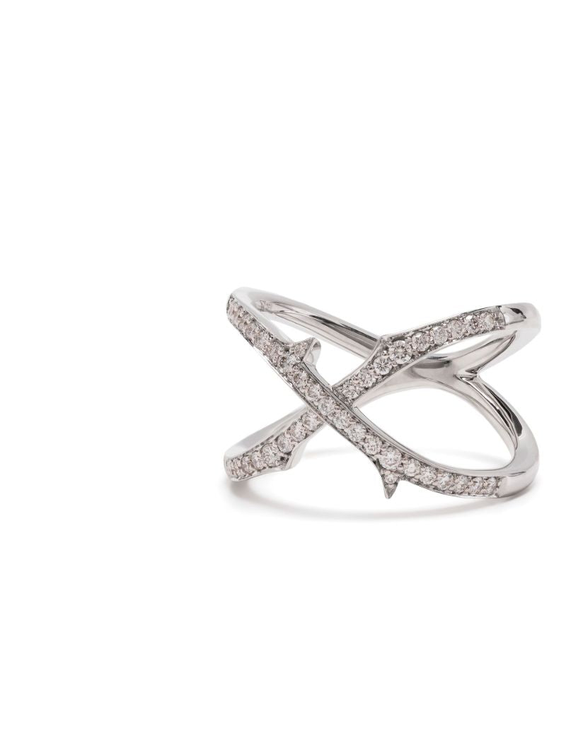 18k White Gold Stem Crossover Diamond Ring