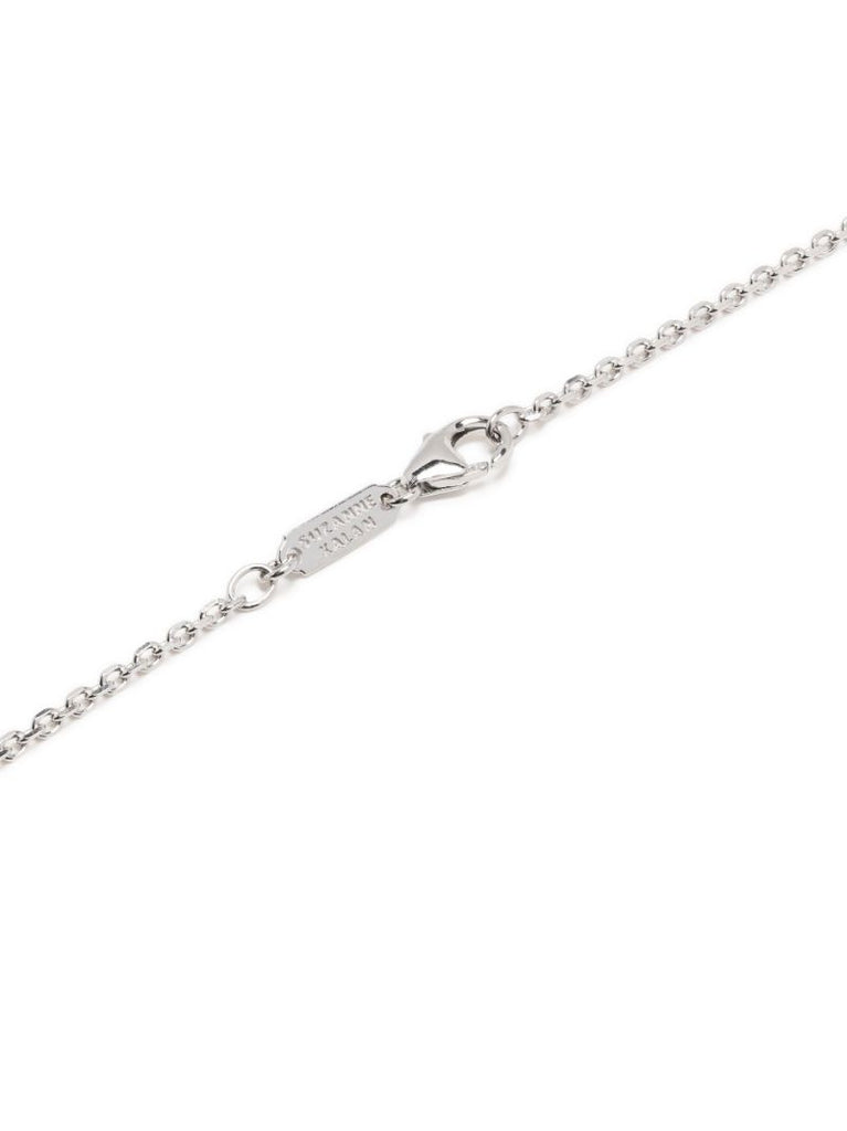 18k White Gold Inlay Large Sapphire Necklace