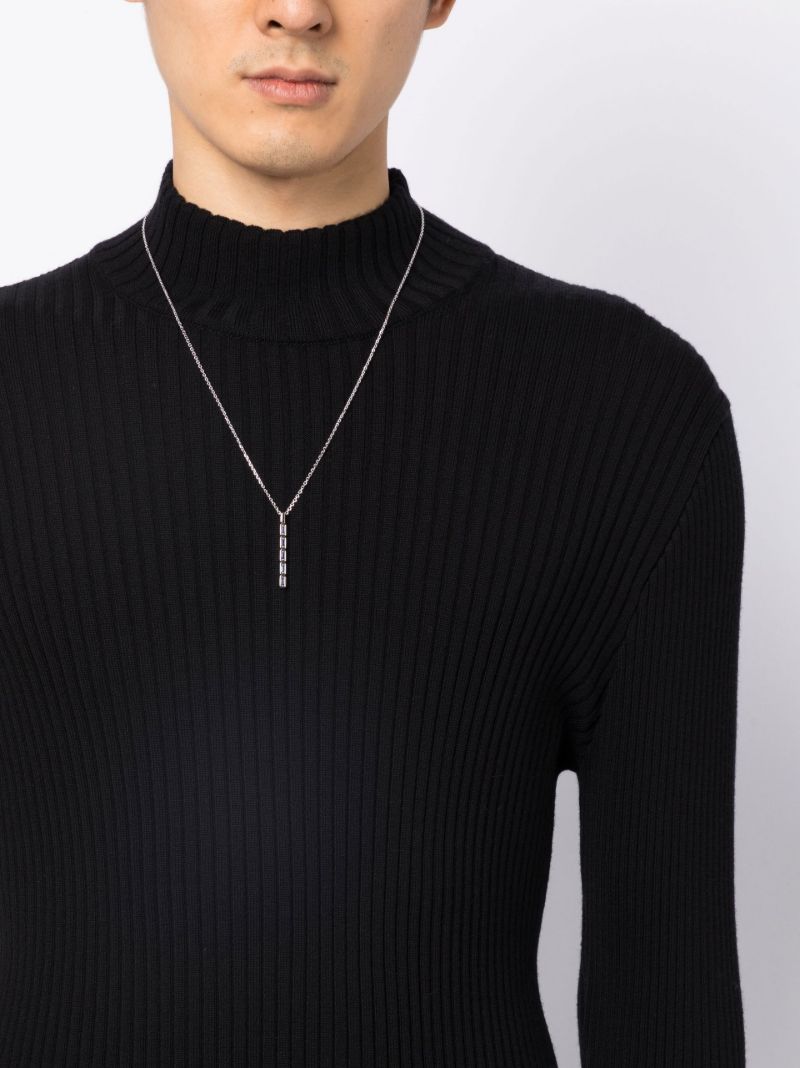 18k White Gold Inlay Large Sapphire Necklace