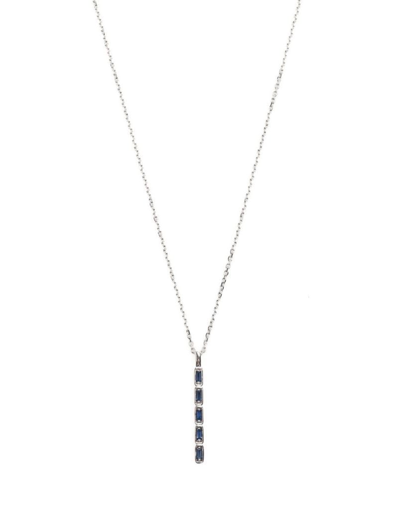 18k White Gold Inlay Large Sapphire Necklace
