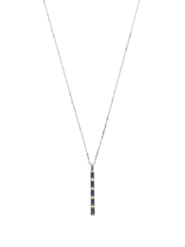 18k White Gold Inlay Large Sapphire Necklace