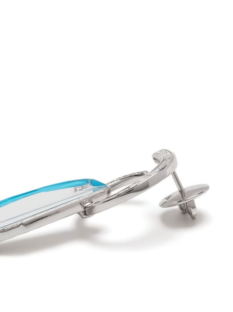 18k White Gold Shard Turquoise and Diamond Drop Earrings