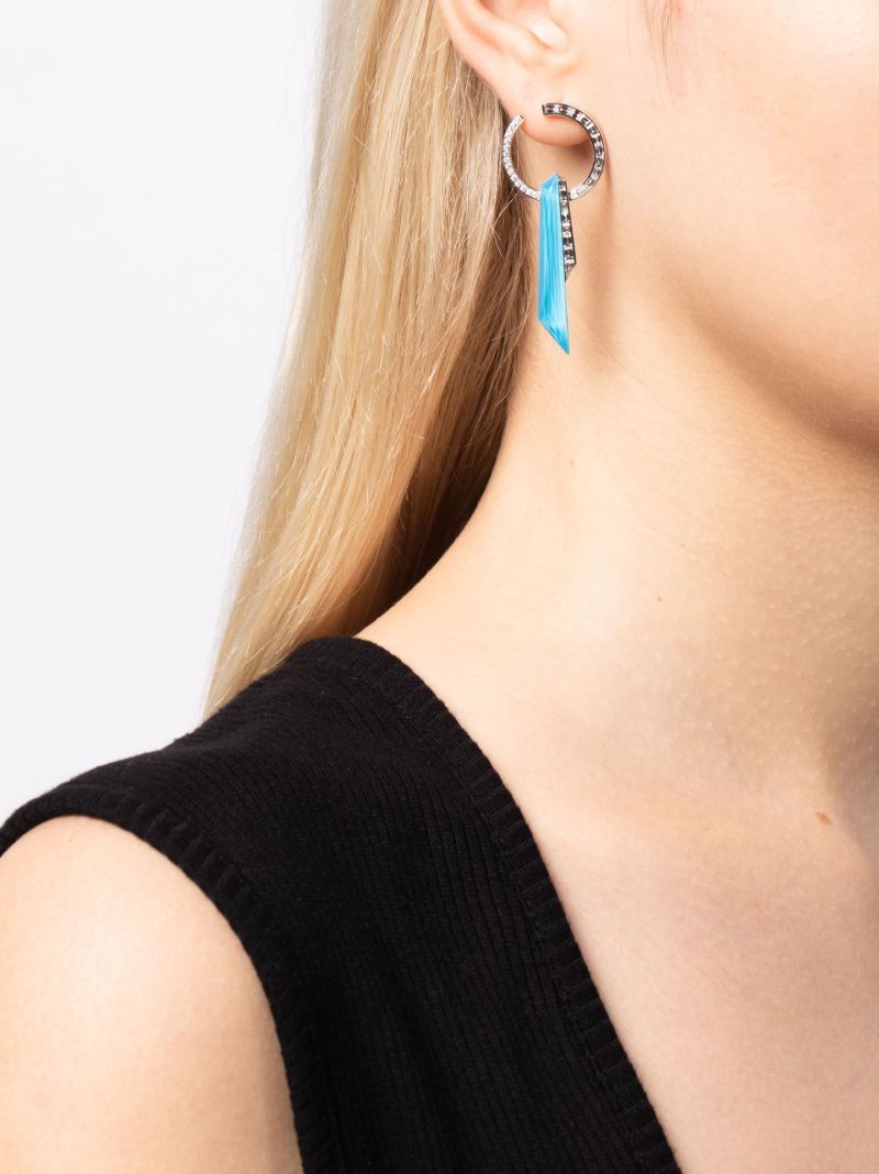 18k White Gold Shard Turquoise and Diamond Drop Earrings