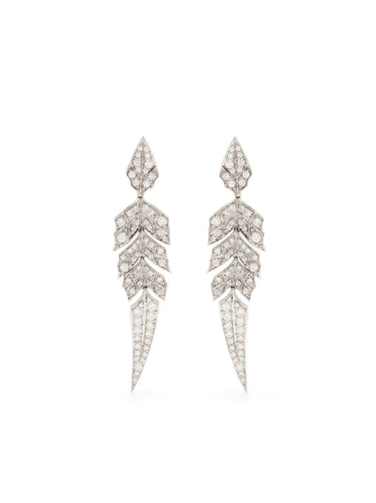 18k White Gold Magnipheasant Diamond Drop Earrings