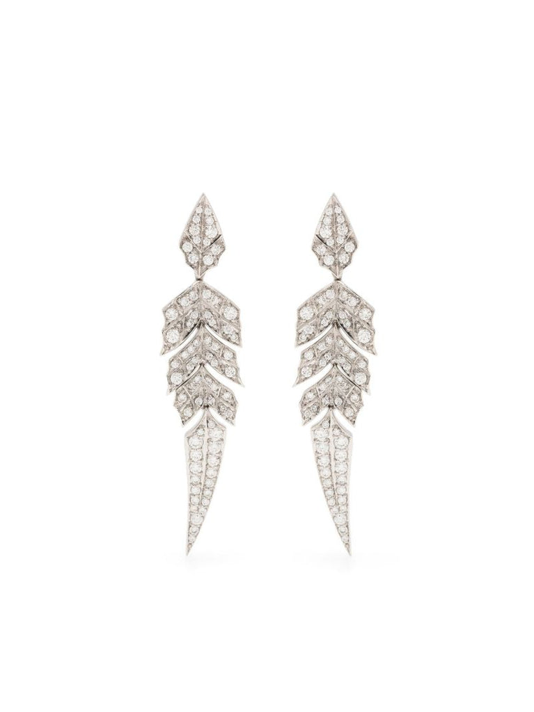 18k White Gold Magnipheasant Diamond Drop Earrings