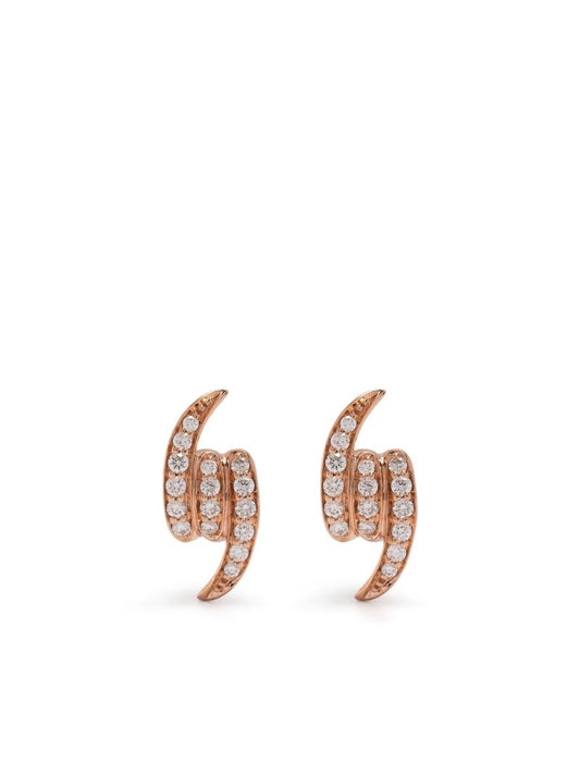 18k Rose Gold Knot Diamond Stud Earrings
