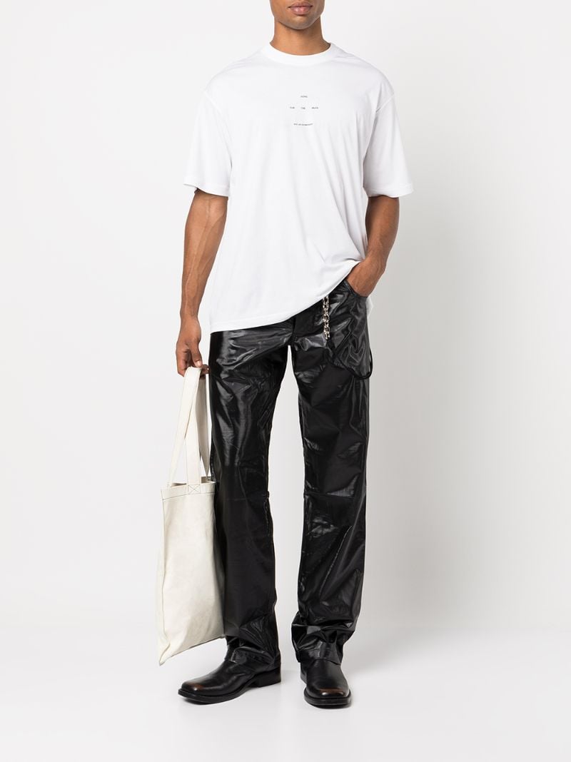 White Logo Print Cotton T-shirt
