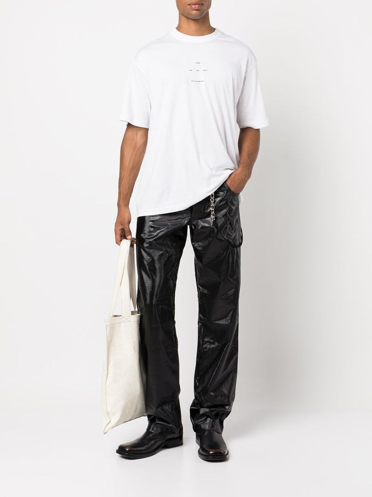 White Logo Print Cotton T-shirt