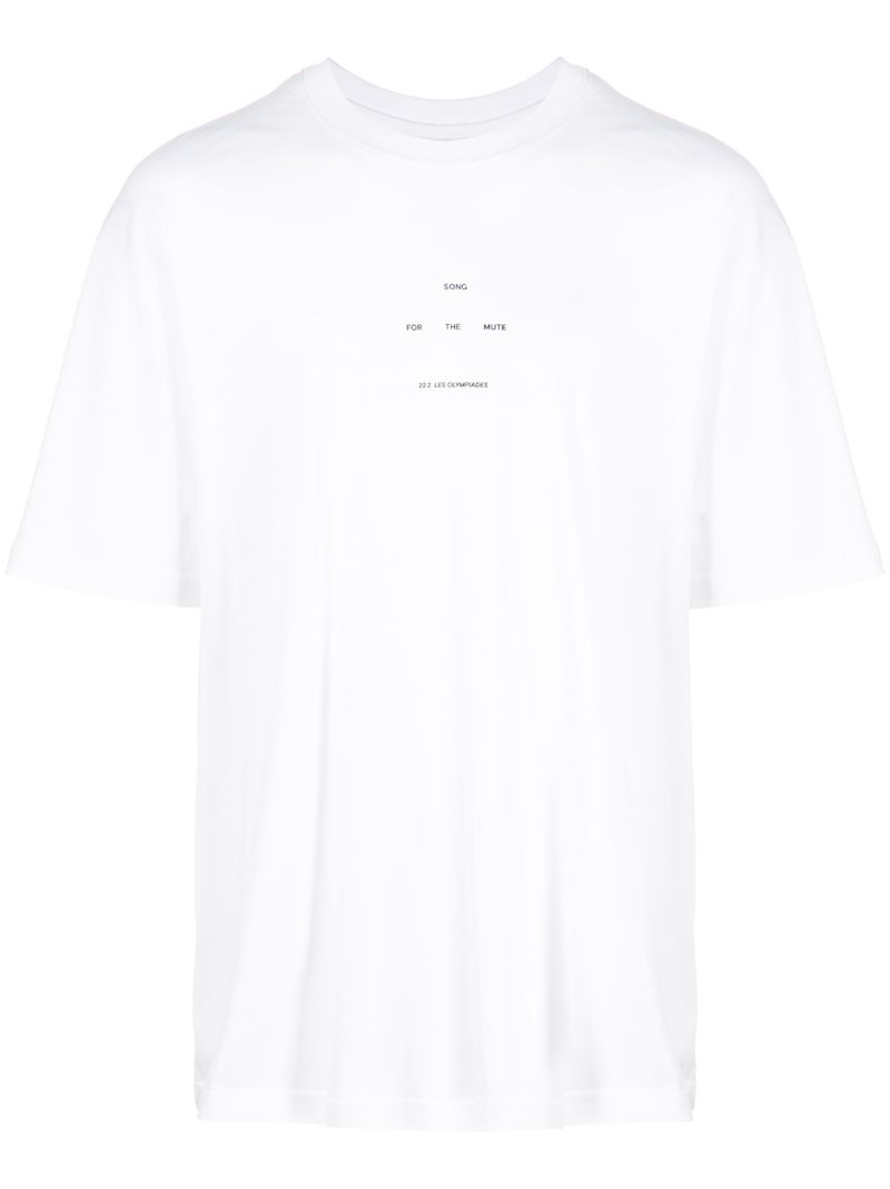 White Logo Print Cotton T-shirt