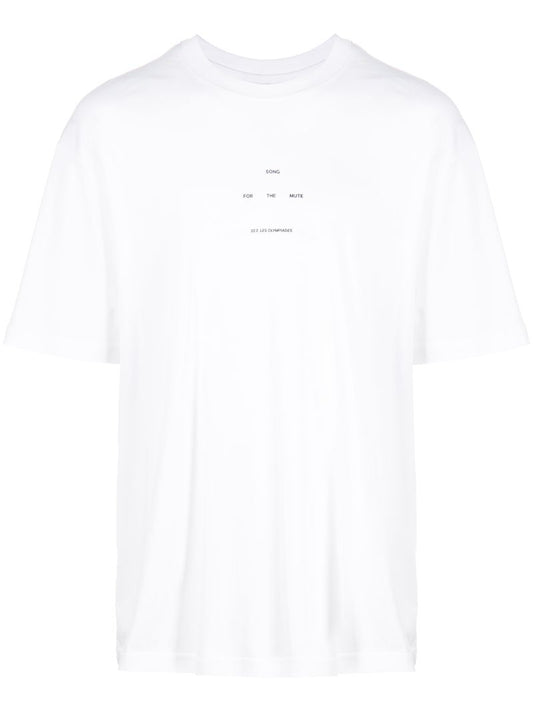 White Logo Print Cotton T-shirt