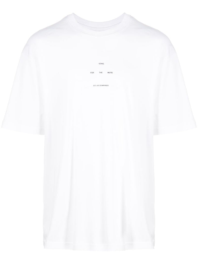 White Logo Print Cotton T-shirt