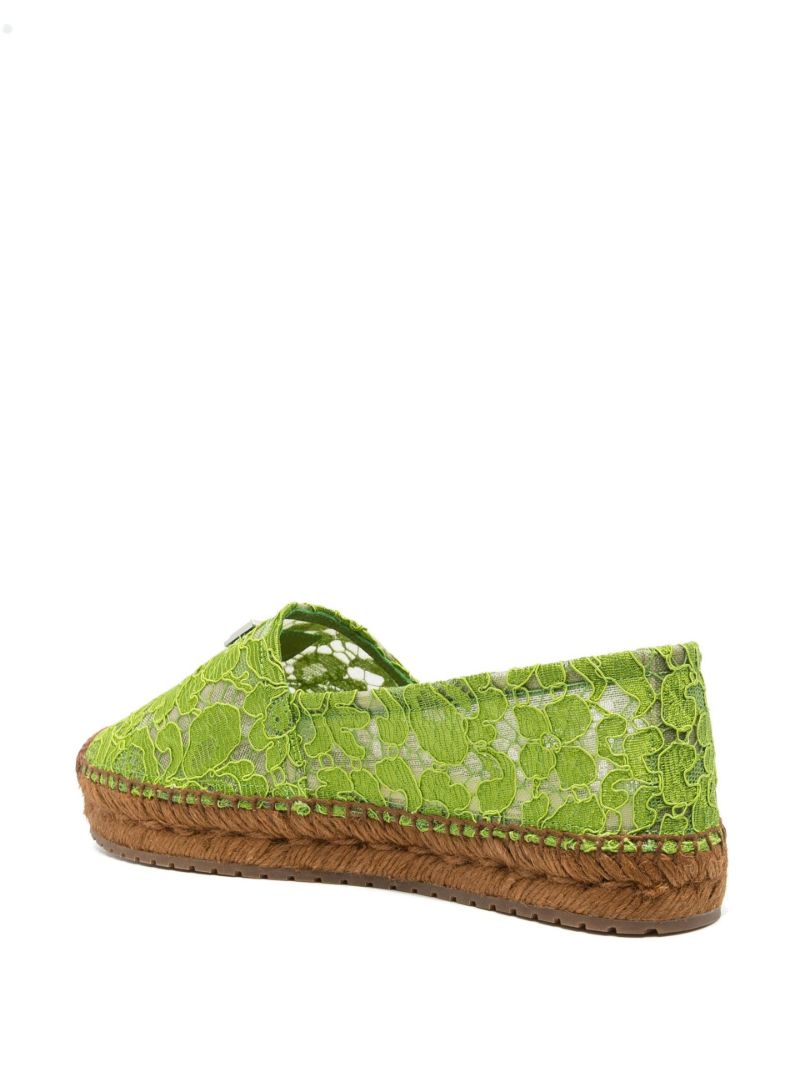 Green Lace Panel Espadrilles