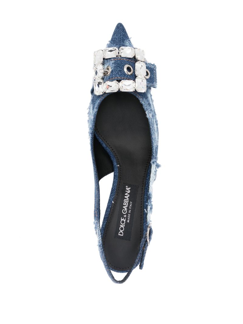Blue Distressed Denim 60 Slingback Pumps