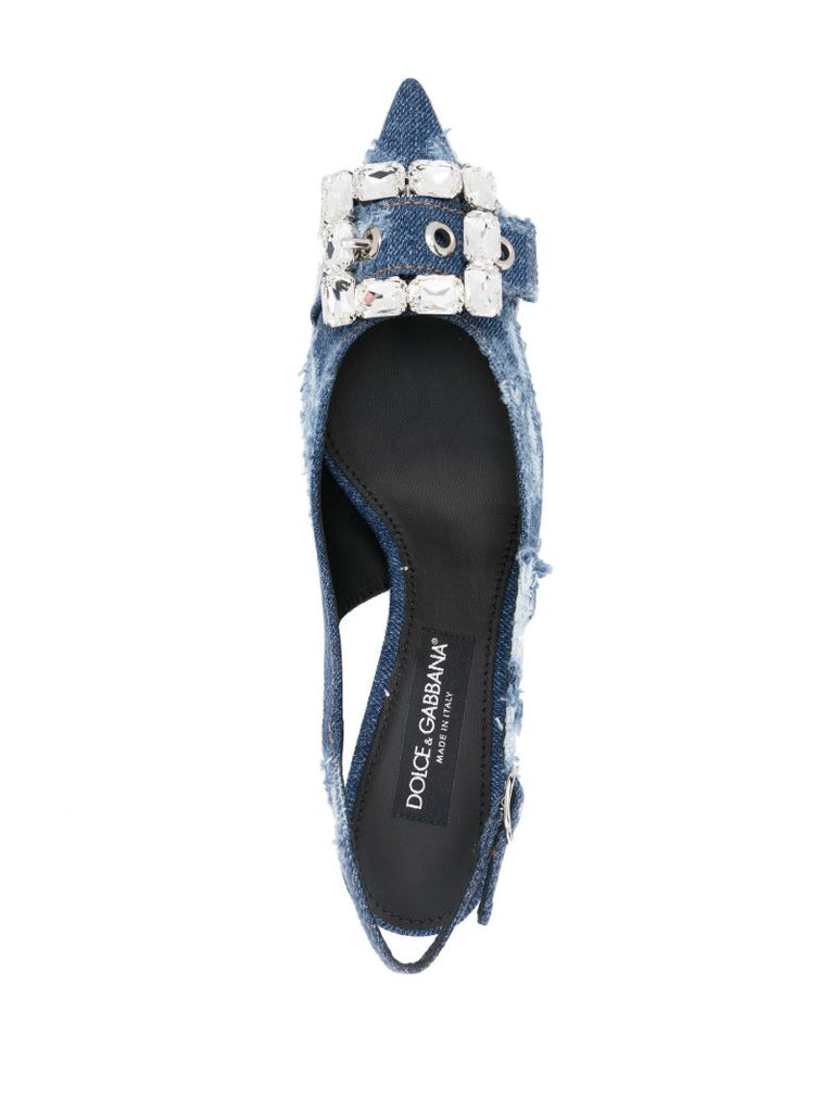Blue Distressed Denim 60 Slingback Pumps