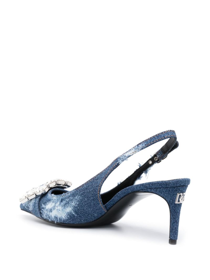 Blue Distressed Denim 60 Slingback Pumps