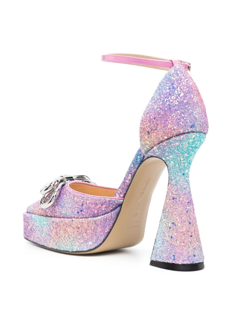 Pink Double Bow 140 Platform Pumps