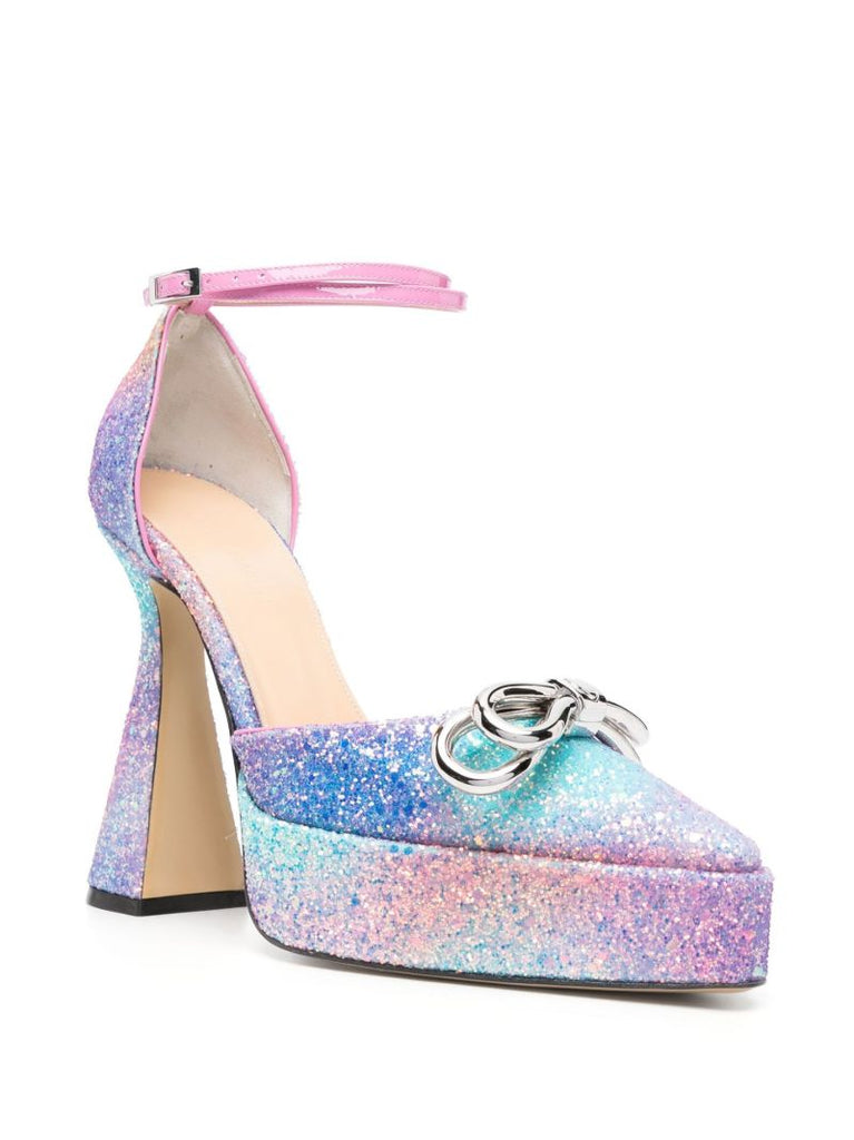 Pink Double Bow 140 Platform Pumps