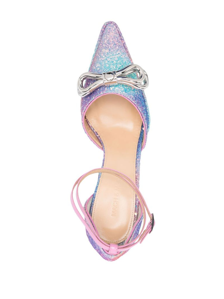 Pink Double Bow 140 Platform Pumps