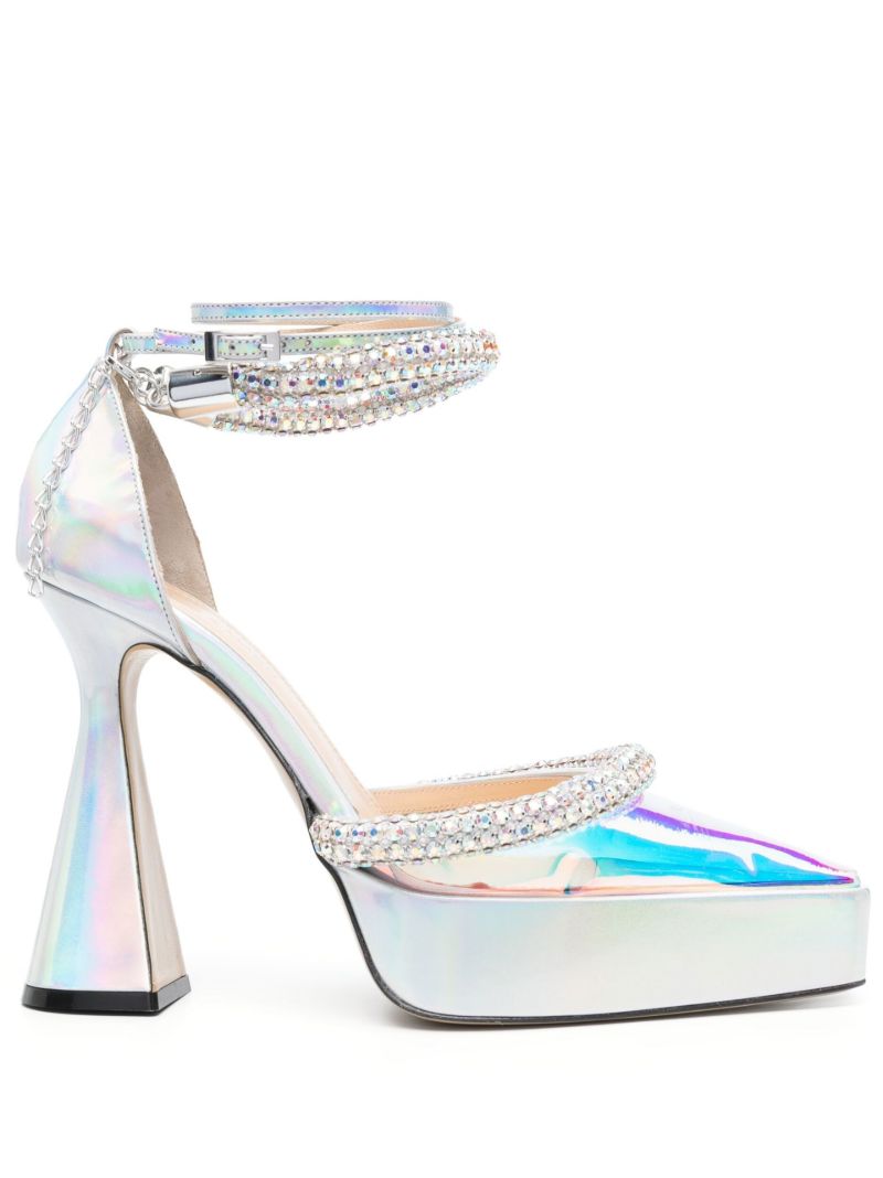 Silver Kimberly 140 Leather Platform Pumps