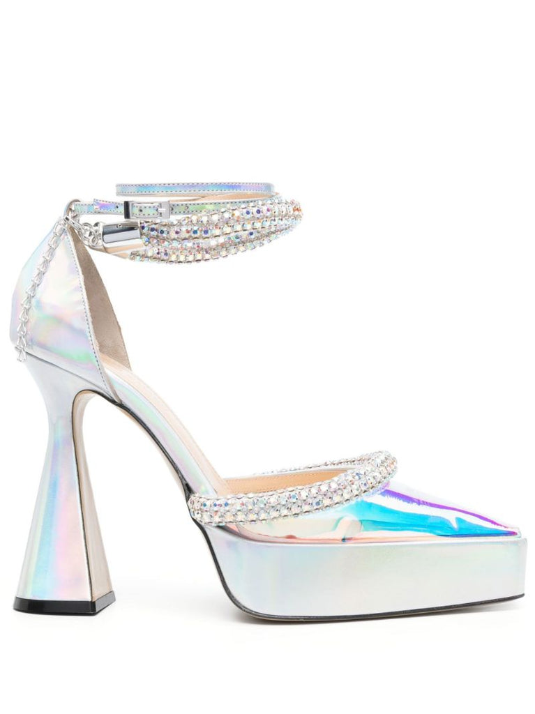Silver Kimberly 140 Leather Platform Pumps