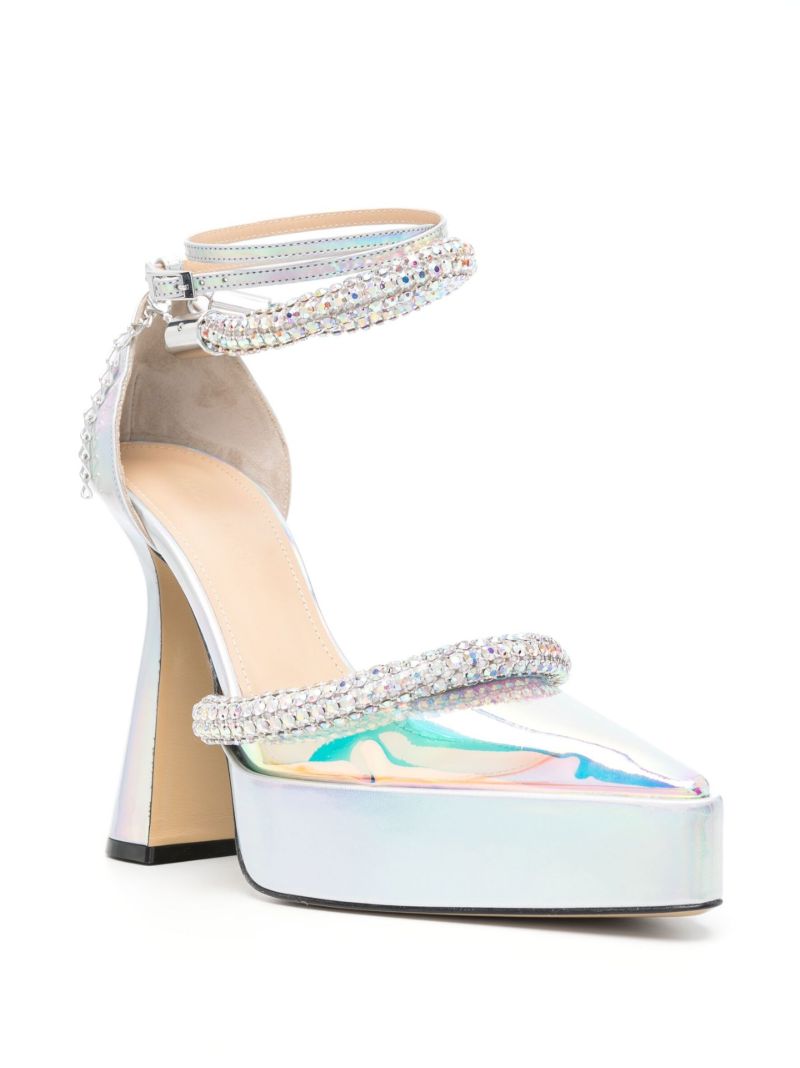 Silver Kimberly 140 Leather Platform Pumps