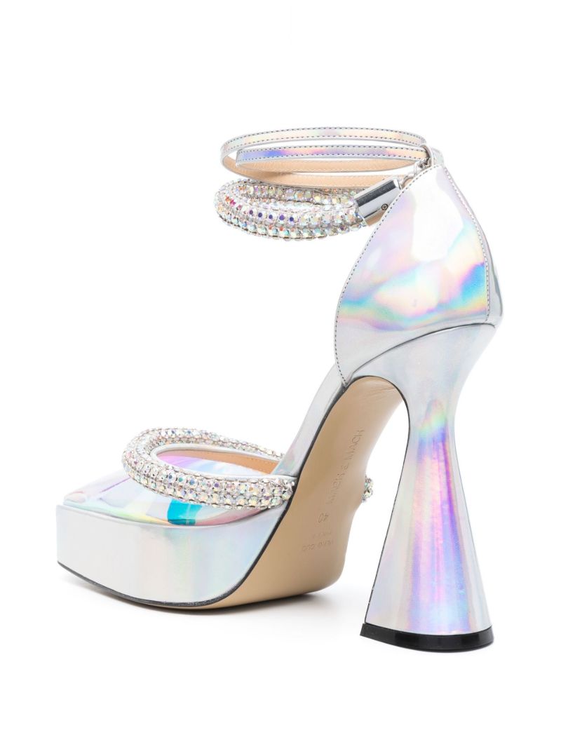 Silver Kimberly 140 Leather Platform Pumps