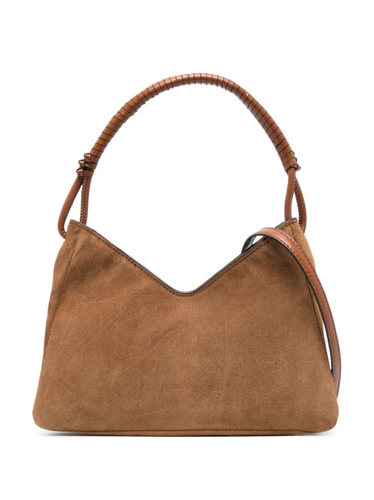 Brown Logo Suede Tote Bag