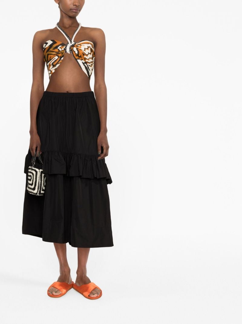 Multicolour Legendaria Printed Linen Crop Top