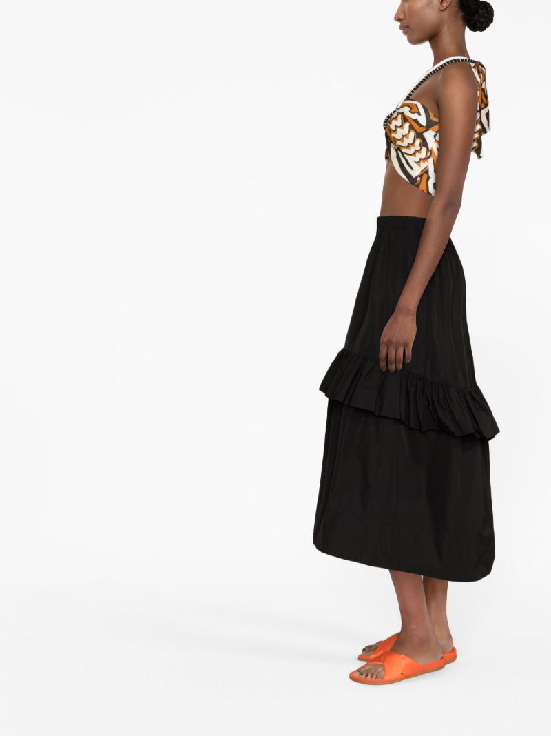 Multicolour Legendaria Printed Linen Crop Top
