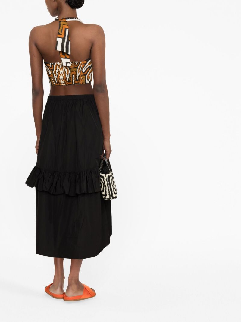 Multicolour Legendaria Printed Linen Crop Top