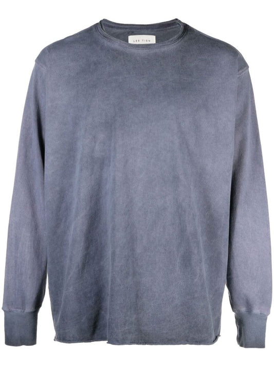 Blue Crew Neck Cotton Sweatshirt
