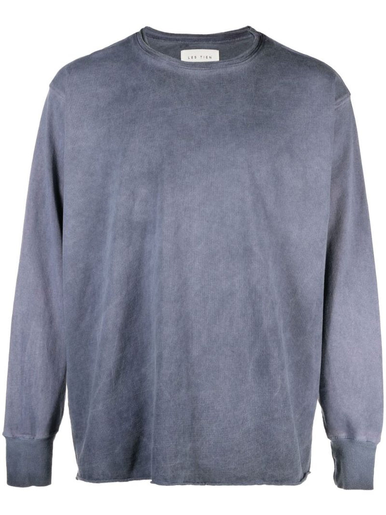 Blue Crew Neck Cotton Sweatshirt