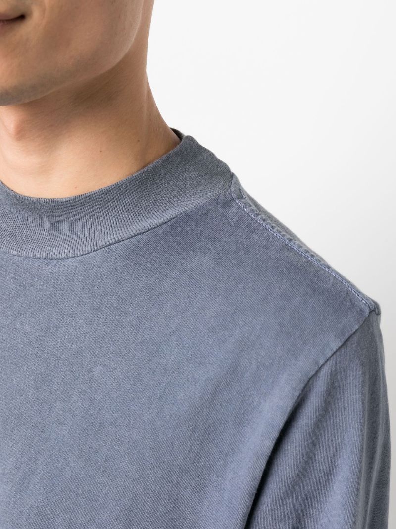 Blue Mock Neck Cotton Sweatshirt