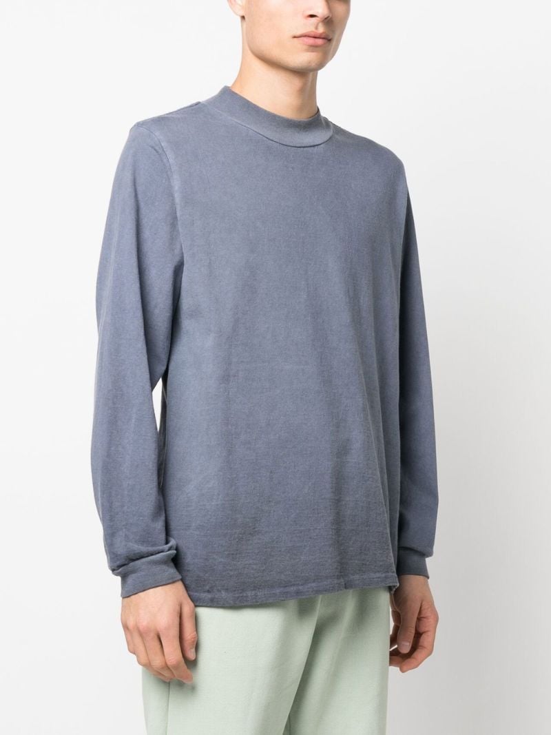 Blue Mock Neck Cotton Sweatshirt