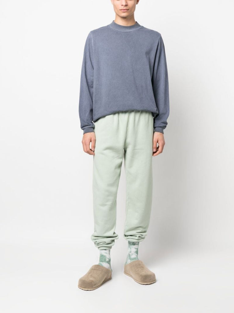 Blue Mock Neck Cotton Sweatshirt