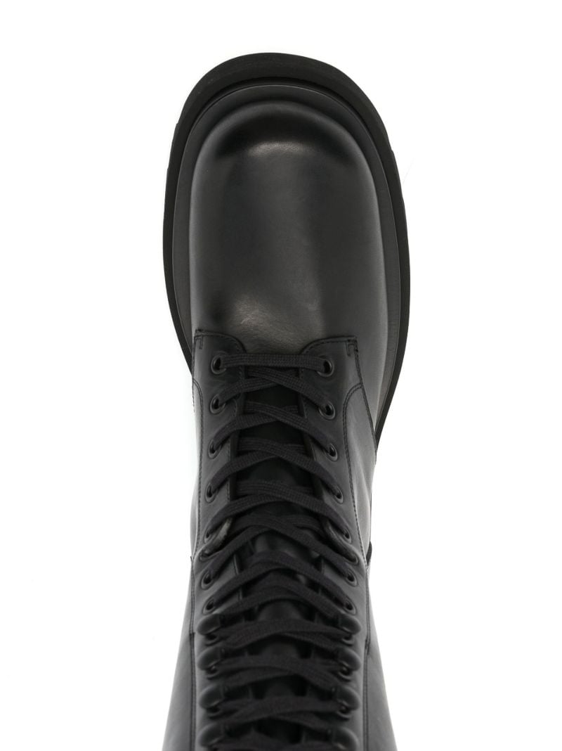 Black Lug Lace-up Leather Boots