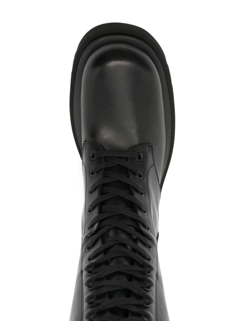 Black Lug Lace-up Leather Boots