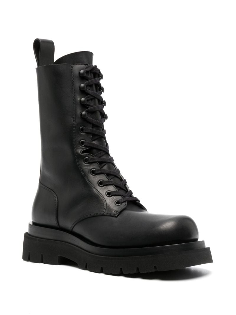 Black Lug Lace-up Leather Boots