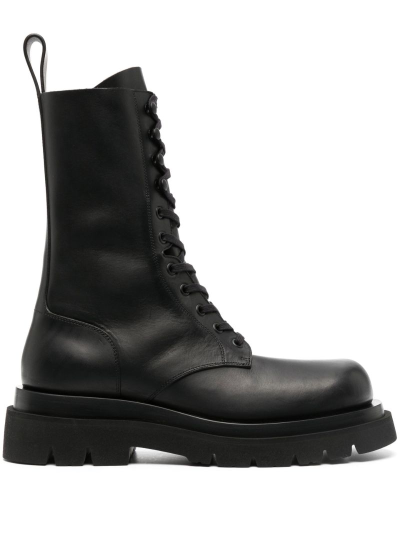 Black Lug Lace-up Leather Boots