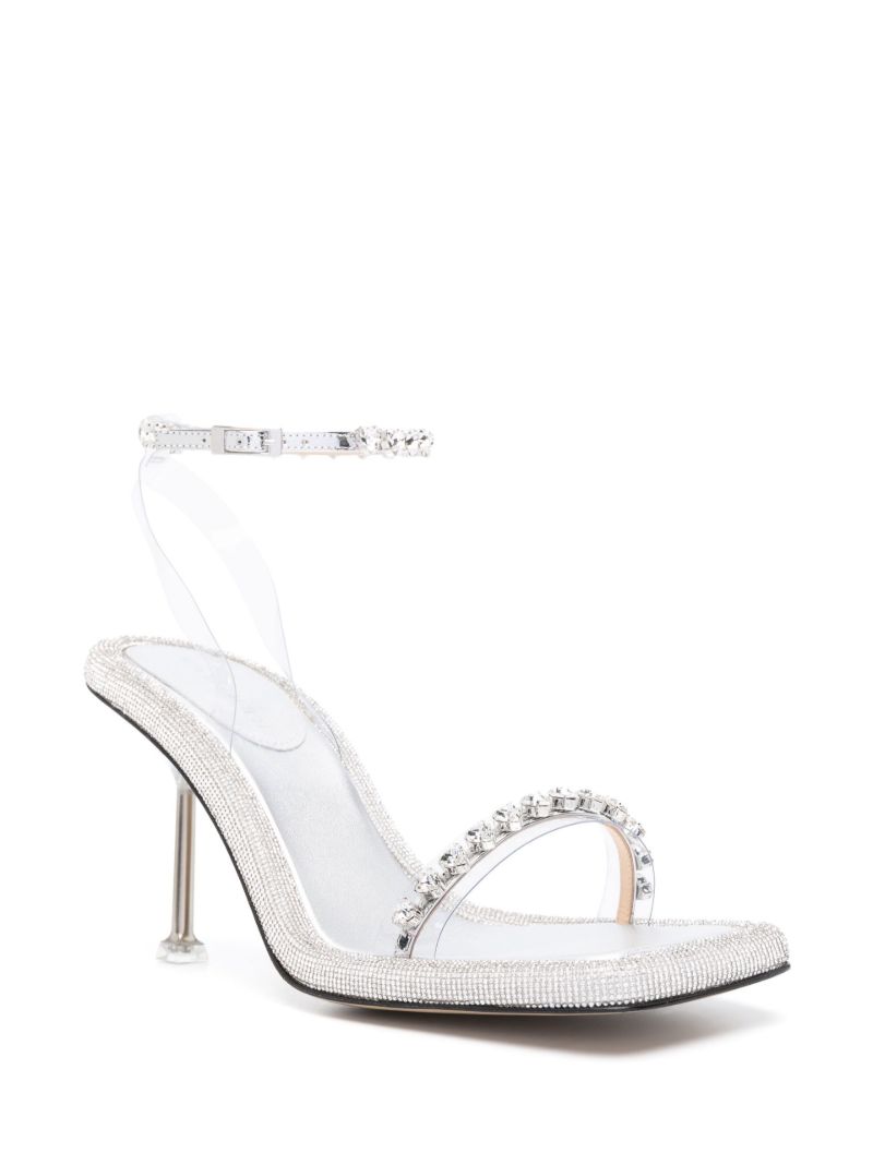 Silver 100 Crystal Leather Sandals