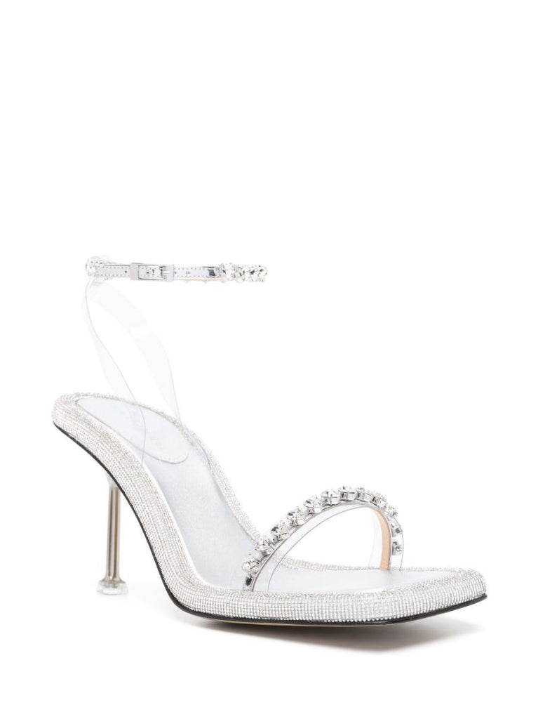Silver 100 Crystal Leather Sandals