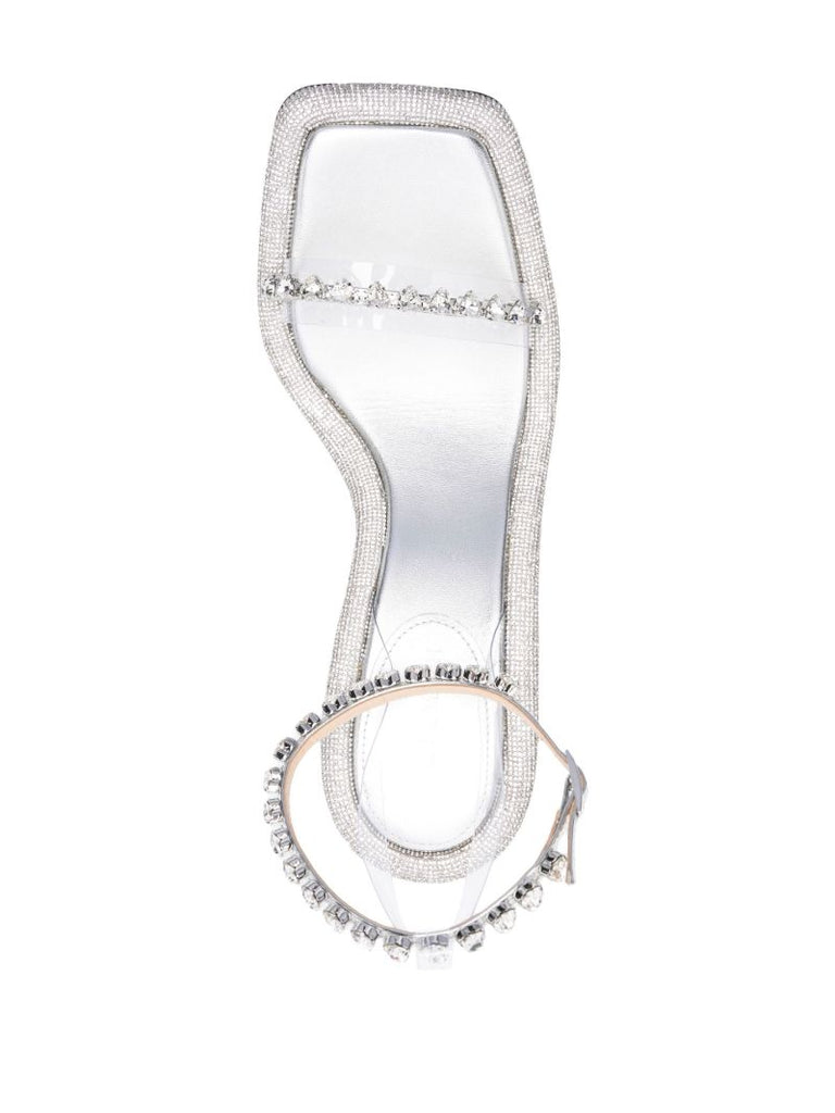 Silver 100 Crystal Leather Sandals