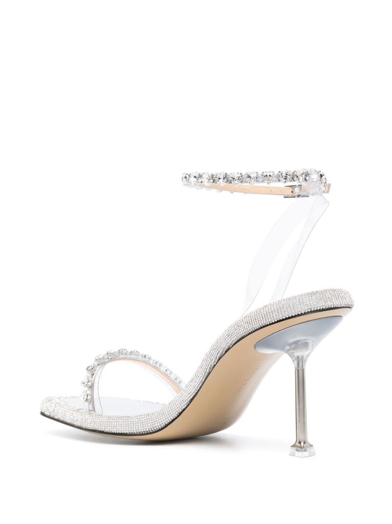 Silver 100 Crystal Leather Sandals