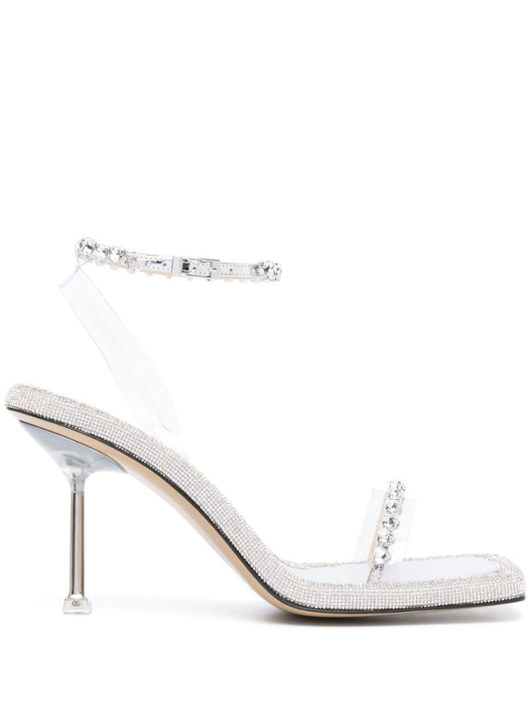 Silver 100 Crystal Leather Sandals
